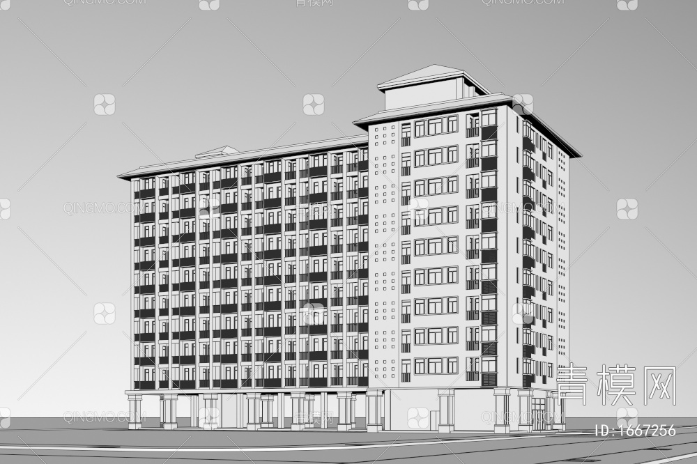 公寓住宅楼3D模型下载【ID:1667256】