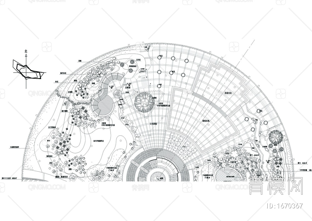 圆形广场景观及绿化配置图【ID:1670367】