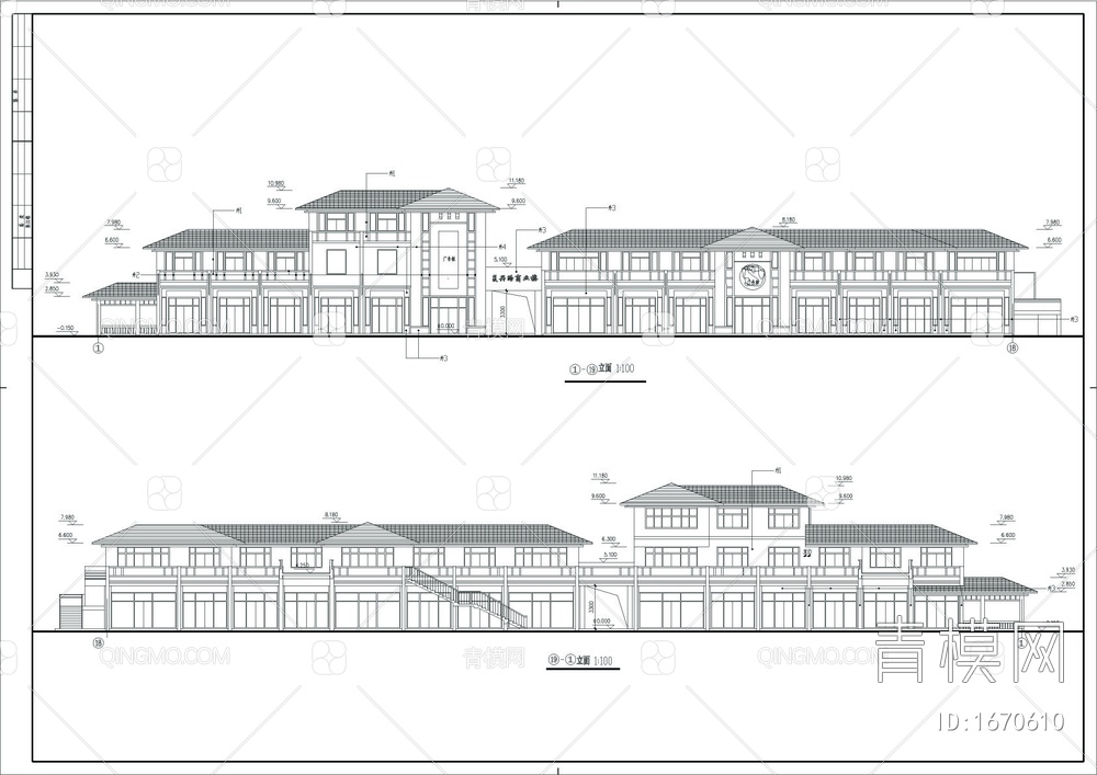 商业街CAD建筑施工图【ID:1670610】