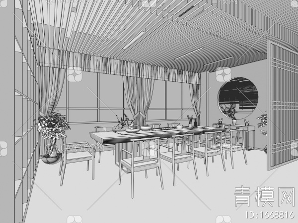 茶室3D模型下载【ID:1668816】