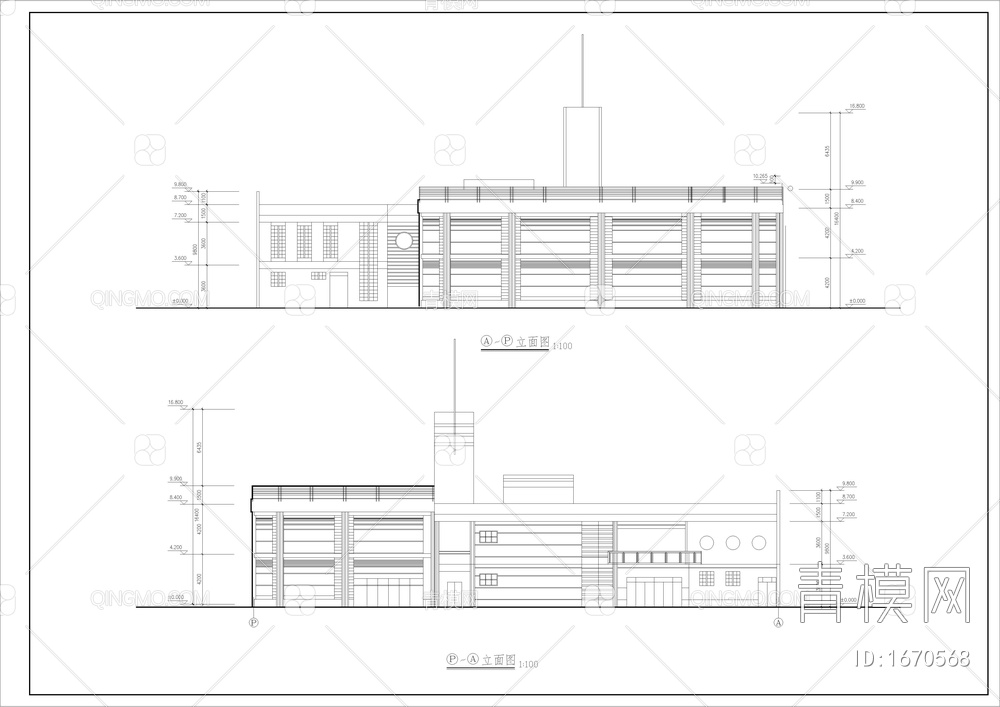 L型加圆形幼儿园建筑图【ID:1670568】