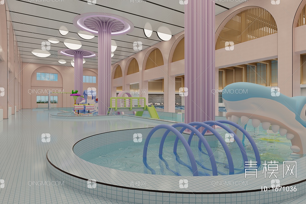 游泳馆 儿童水上乐园3D模型下载【ID:1671036】