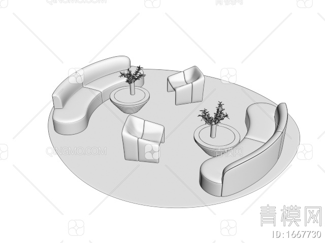 休闲沙发茶几组合3D模型下载【ID:1667730】