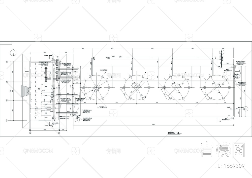 冷却循环水泵房CAD机械图【ID:1669809】
