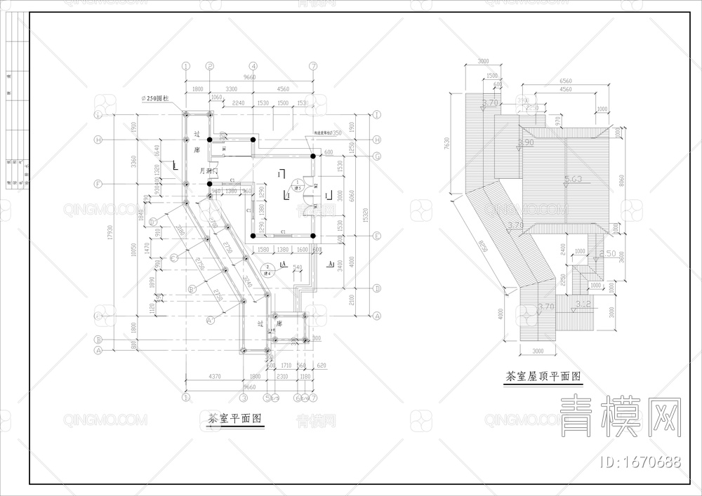 公园茶室全套cad图【ID:1670688】