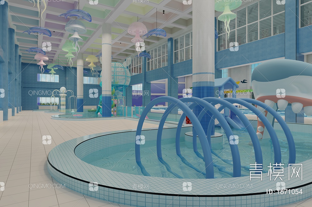 游泳馆 儿童水上乐园3D模型下载【ID:1671054】
