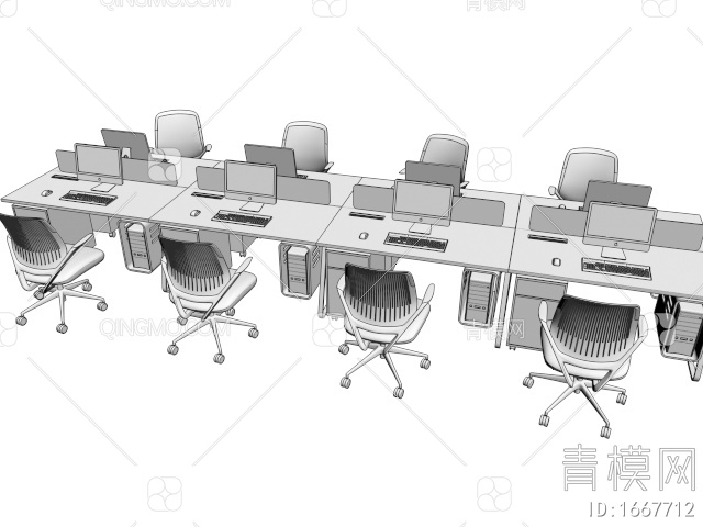办公桌椅组合_20234162220143D模型下载【ID:1667712】