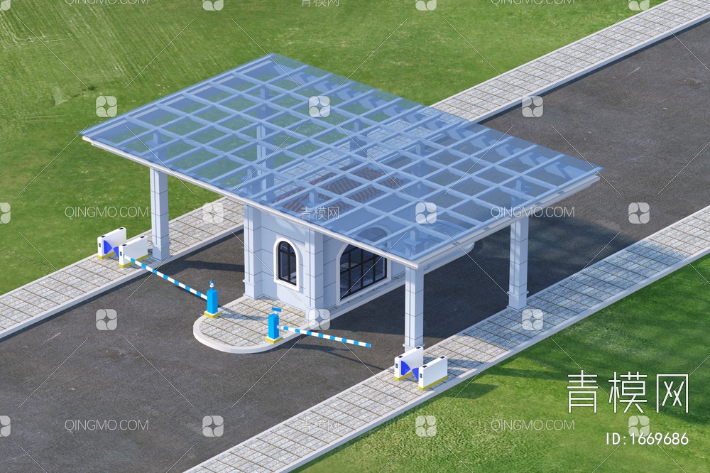 工业园大门建筑3D模型下载【ID:1669686】