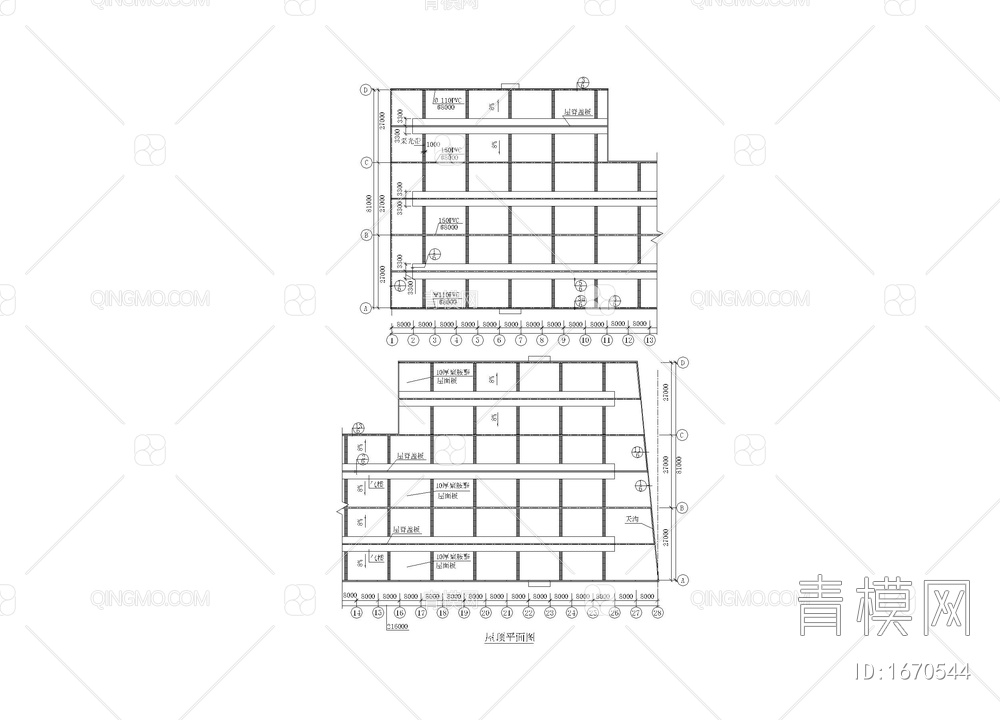 屋顶平立面图【ID:1670544】