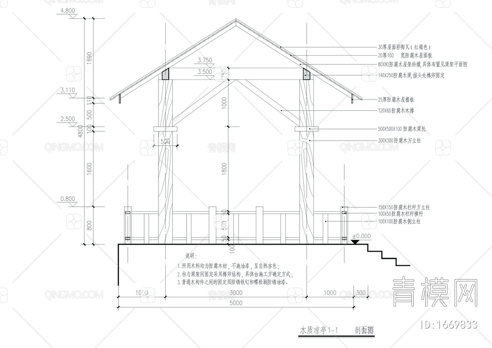 木质凉亭详图【ID:1669833】