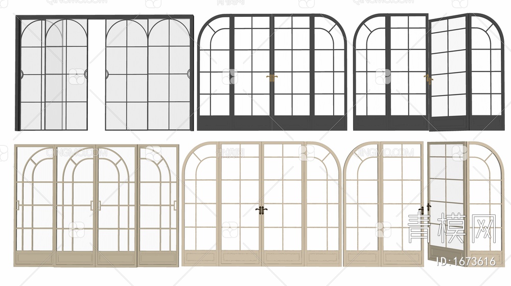 玻璃门 玻璃推拉门 公司玻璃门 过道门 落地玻璃 玻璃门组合SU模型下载【ID:1673616】