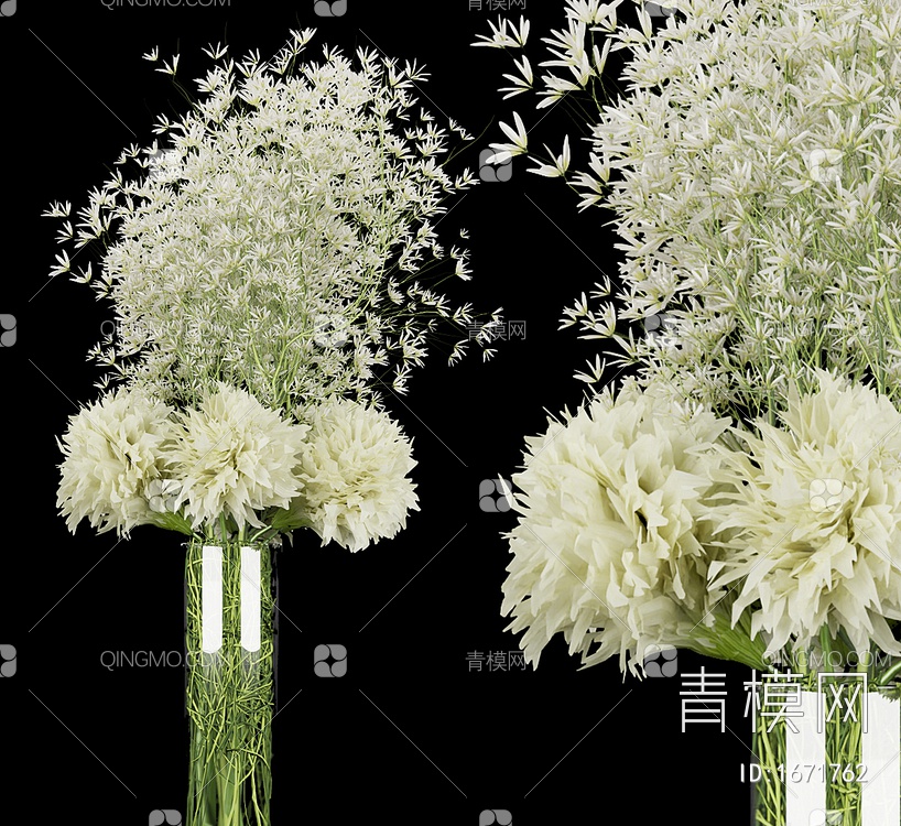 花瓶 花卉 花束3D模型下载【ID:1671762】