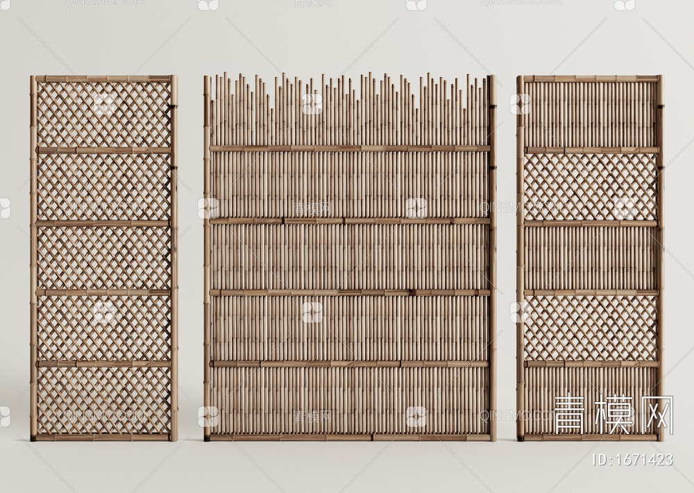 竹篱笆隔断 竹子栅栏 庭院围栏 护栏3D模型下载【ID:1671423】