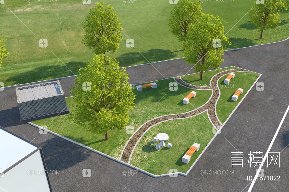 小公园景观3D模型下载【ID:1671822】