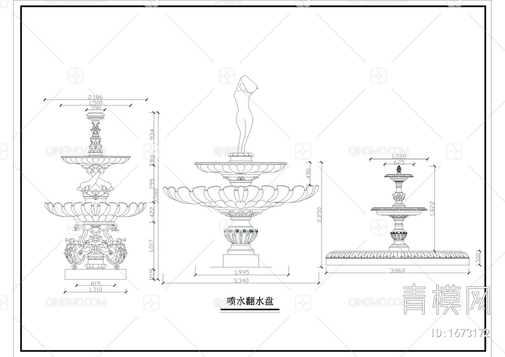喷泉及花盆造型大样图【ID:1673172】
