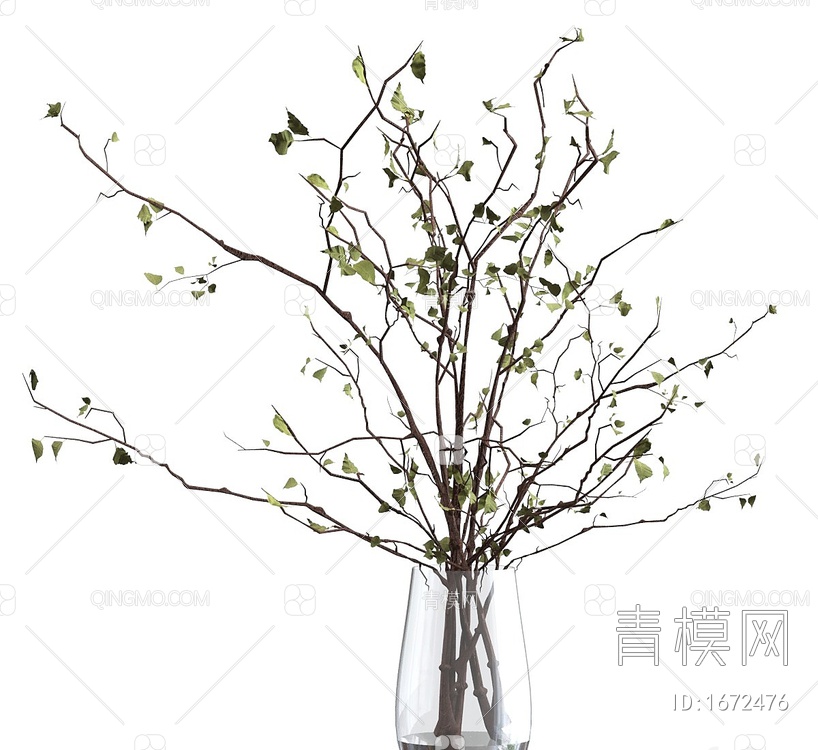 玻璃花瓶里的树枝3D模型下载【ID:1672476】