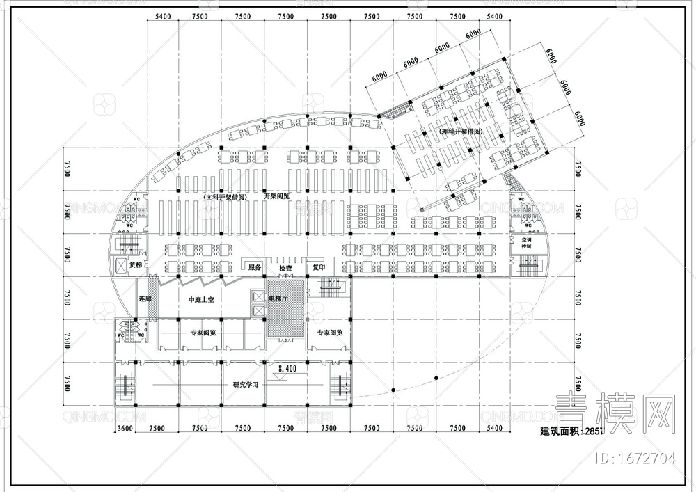 学院图书馆设计方案cad图【ID:1672704】