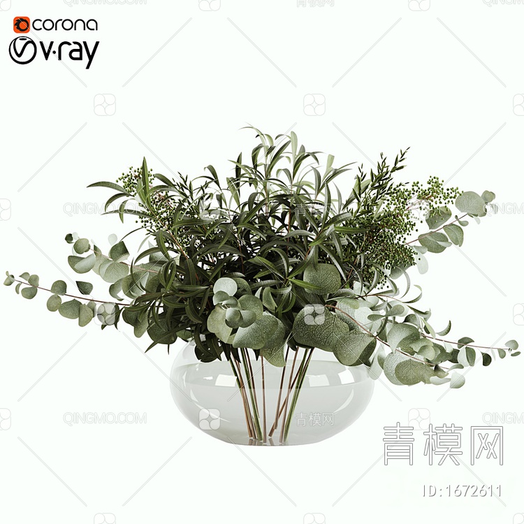 花瓶植物摆件3D模型下载【ID:1672611】