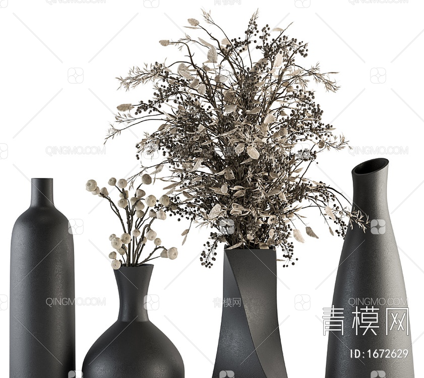 花瓶花卉摆件3D模型下载【ID:1672629】