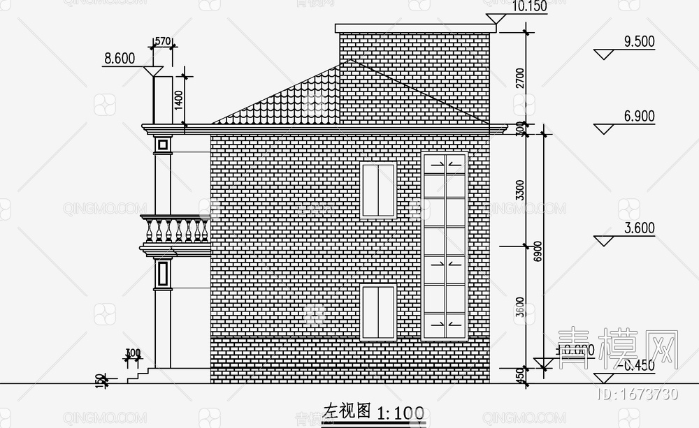 别墅设计施工图【ID:1673730】