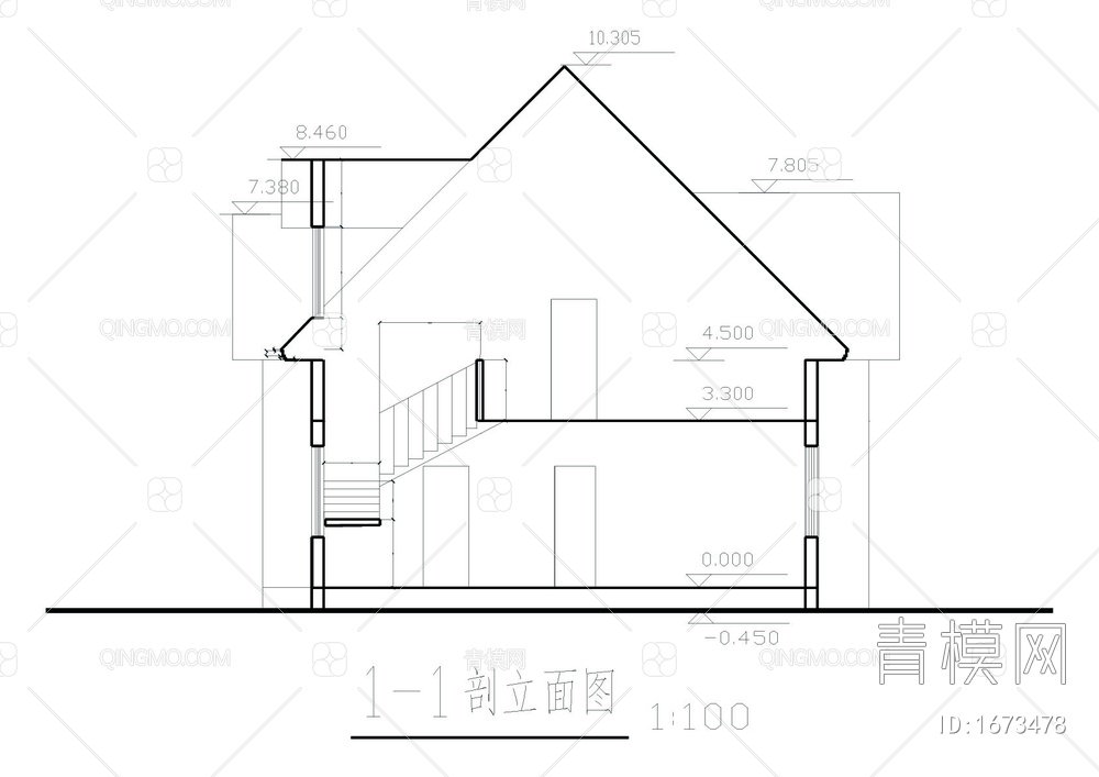 乡村别墅建筑结构图【ID:1673478】