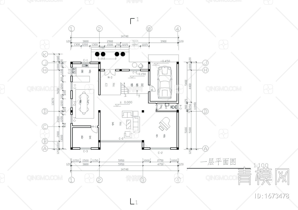 乡村别墅建筑结构图【ID:1673478】