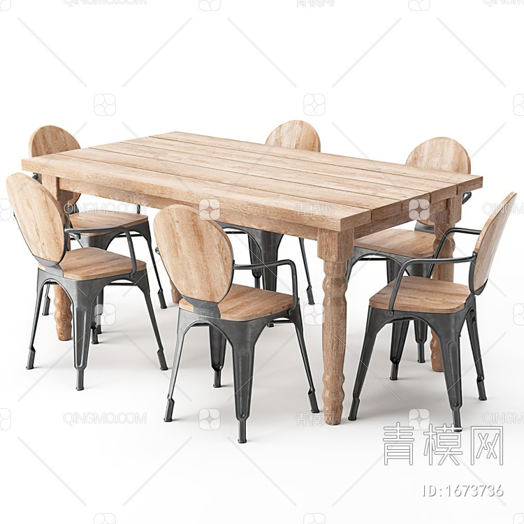 餐桌椅组合3D模型下载【ID:1673736】