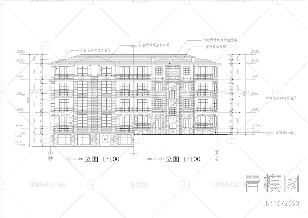 小型公寓全套建筑图【ID:1672650】