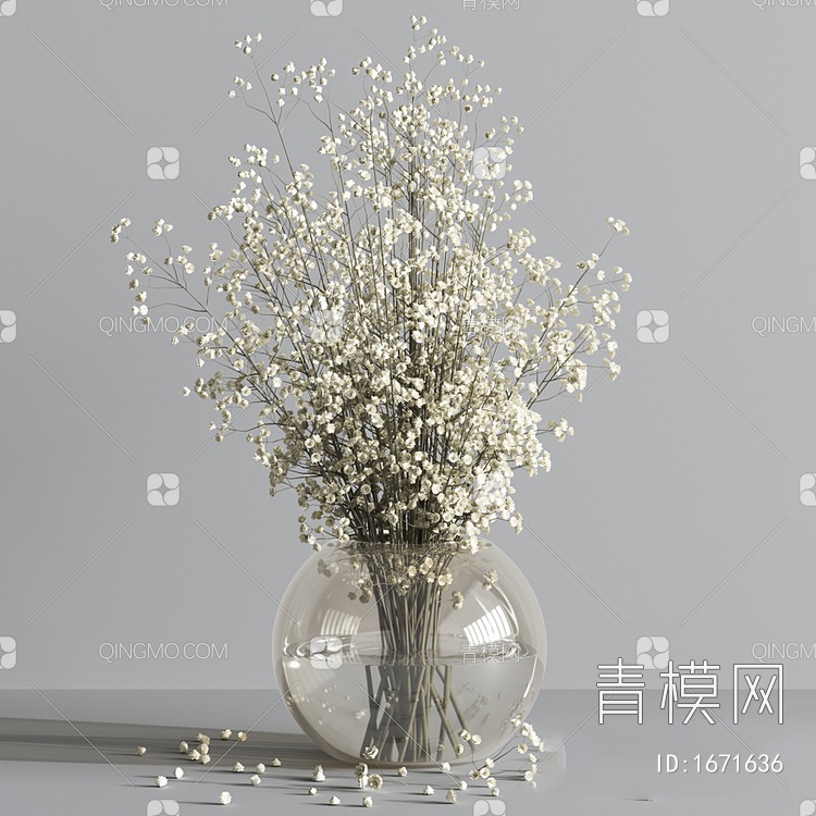满天星花瓶花卉摆件3D模型下载【ID:1671636】