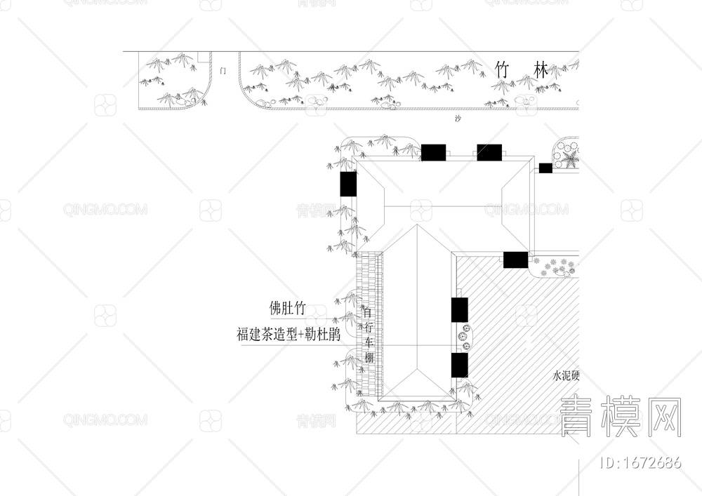 修理厂绿化设计平面图【ID:1672686】