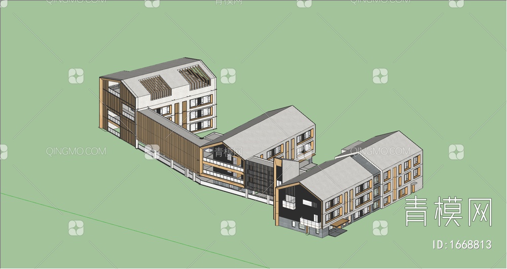 幼儿园建筑SU模型下载【ID:1668813】