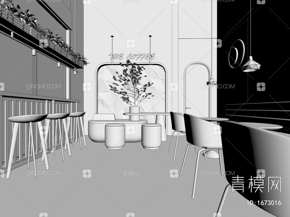 网红咖啡厅3D模型下载【ID:1673016】