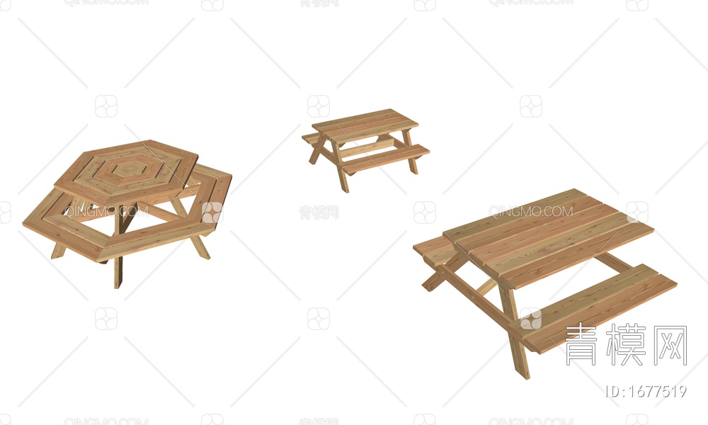 户外木质桌椅组合SU模型下载【ID:1677519】