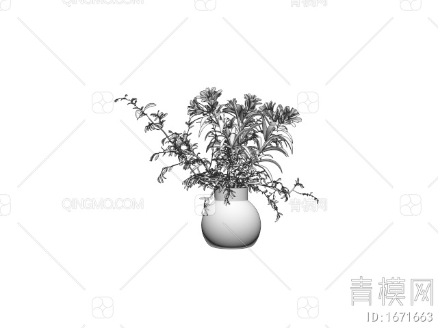 植物花束花瓶3D模型下载【ID:1671663】