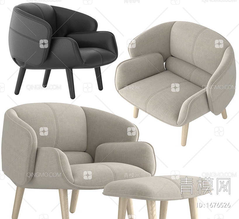单人沙发3D模型下载【ID:1676526】