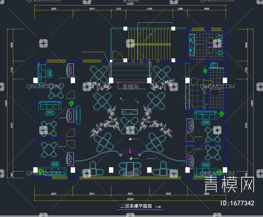 35套茶楼茶馆室内设计CAD图纸【ID:1677342】