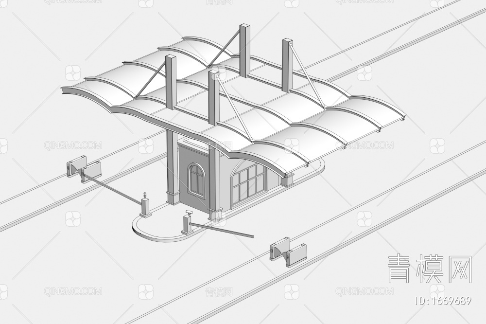 工业园大门建筑3D模型下载【ID:1669689】
