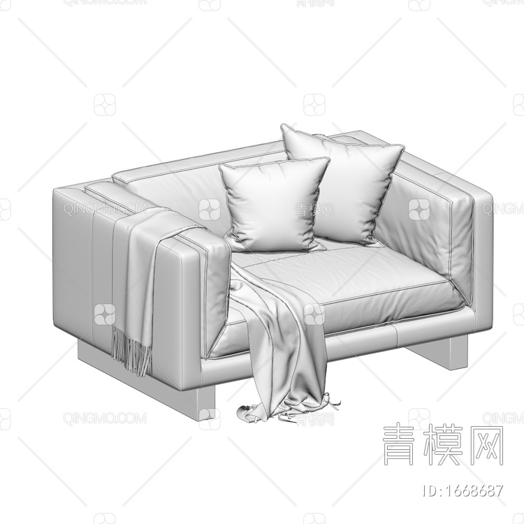 单人沙发3D模型下载【ID:1668687】