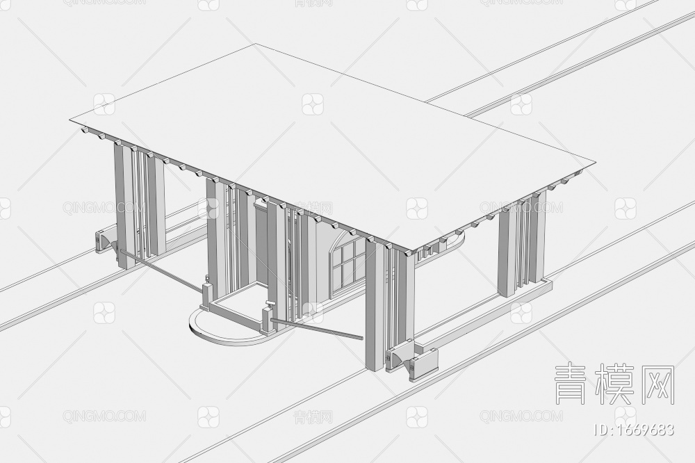 工业园大门建筑3D模型下载【ID:1669683】