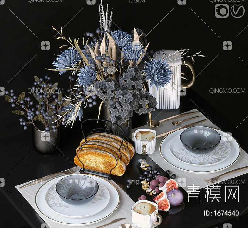 餐具餐桌摆件3D模型下载【ID:1674540】