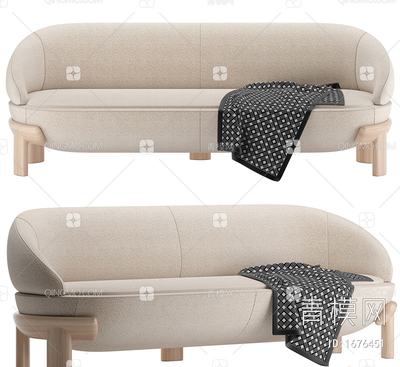 双人沙发3D模型下载【ID:1676451】