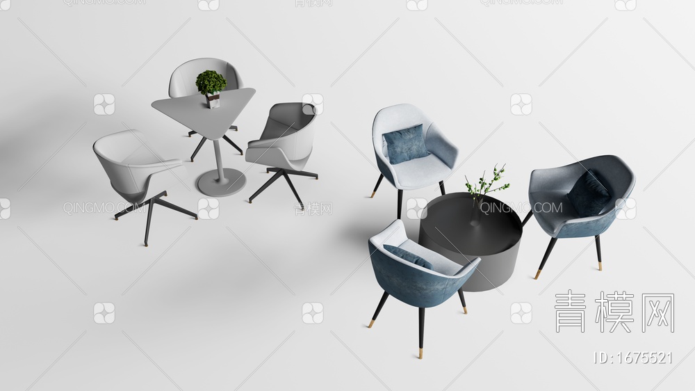 休闲桌椅组合3D模型下载【ID:1675521】