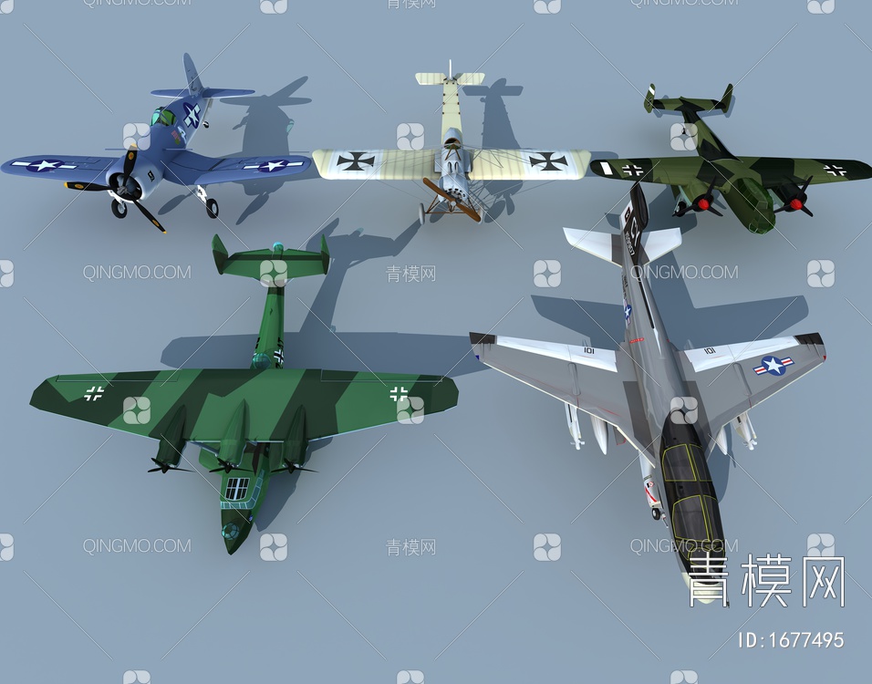 军事飞机3D模型下载【ID:1677495】