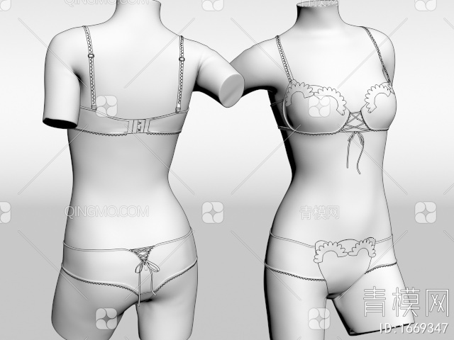 女士半身内衣模特3D模型下载【ID:1669347】