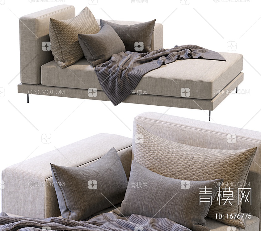 遮阳躺椅3D模型下载【ID:1676775】