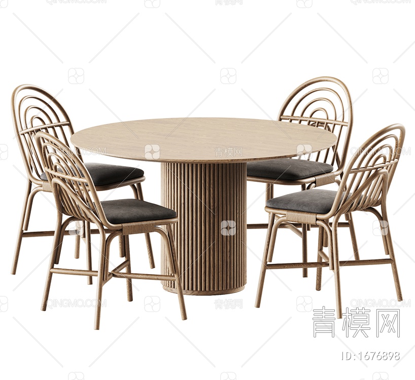 阿斯普隆德的餐桌和纪尧姆德尔维涅的椅子3D模型下载【ID:1676898】