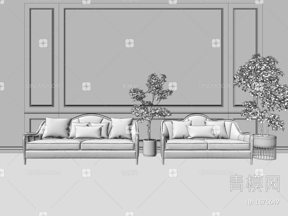 沙发，双人沙发，休闲沙发，客厅沙发3D模型下载【ID:1676649】