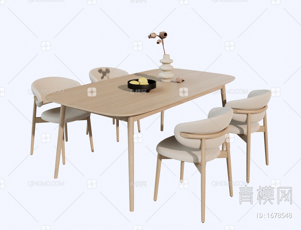 餐桌椅组合SU模型下载【ID:1678548】