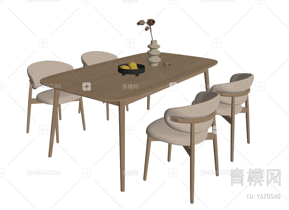 餐桌椅组合SU模型下载【ID:1678548】