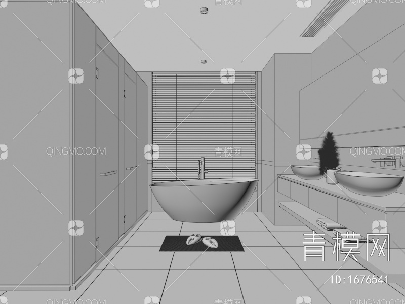 卫生间 马桶 花洒 浴室柜 洗脸盆 淋浴房 坐便器 淋浴隔断 浴缸3D模型下载【ID:1676541】